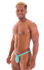 4-Way Adjustable Bikini-Tanga-Micro in Aquamarine, Front View; 4-Way Adjustable Bikini-Tanga-Micro in Aquamarine, Rear View; 4-Way Adjustable Bikini-Tanga-Micro