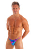 mens super low tiny bikini swimsuit by skinz swimwear in Tahitian Aqua Magenta; Super Low Brazilian Bikini in Tahitian Aqua Magenta 2; Super Low Brazilian Bikin