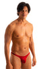 mens micro pouch thong back sexy swimsuit in swimwear fabric Ruby Red; Stuffit Pouch Thong in Ruby Red 2; Stuffit Pouch Thong in Ruby Red 3; Stuffit Pouch Thong