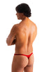 mens micro pouch thong back sexy swimsuit in swimwear fabric Ruby Red; Stuffit Pouch Thong in Ruby Red 2; Stuffit Pouch Thong in Ruby Red 3; Stuffit Pouch Thong