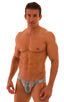 mens imternational male bikini swimsuit brief skinz speedo swimwear in sheer Aqua Snakeskin; Bikini Brief Swimsuit in Super ThinSKINZ Aqua Snakeskin, Rear View;