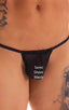 G String Swimsuit - Adjustable Pouch in Black Spiderweb Mesh with Black Strings 1; G String Swimsuit - Adjustable Pouch in Black Spiderweb Mesh with Black Strin