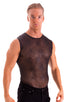 Sleeveless Lycra Muscle Tee in Spiderweb Stretch Mesh 1; Sleeveless Lycra Muscle Tee in Spiderweb Stretch Mesh 2; Sleeveless Lycra Muscle Tee in Spiderweb Stret