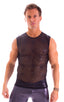 Sleeveless Lycra Muscle Tee in Spiderweb Stretch Mesh 1; Sleeveless Lycra Muscle Tee in Spiderweb Stretch Mesh 2; Sleeveless Lycra Muscle Tee in Spiderweb Stret