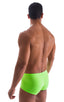 Fitted Pouch - Boxer - Swim Trunks in ThinSKINZ Neon Lime, Front View; Fitted Pouch - Boxer - Swim Trunks in ThinSKINZ Neon Lime, Rear View; Fitted Pouch - Boxe