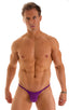 mens micro bikini swimsuit with tiny puckered butt in ThinSkinz Grape; Micro Pouch - Puckered Back - Rio Bikini in ThinSkinz Grape, Rear View; Micro Pouch - Puc