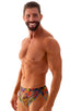 mens sexy swimsuit bikini cover up split shorts in see through Neon Dali Mesh; Swimsuit Cover Up Split Running Shorts in Neon Dali Mesh, Rear View; Swimsuit Cov