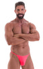 Y Back G String in ThinSKINZ Neon Coral, Front View; Y Back G String in ThinSKINZ Neon Coral, Rear View; Y Back G String in ThinSKINZ Neon Coral, Front Alternat
