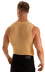 Sleeveless Lycra Muscle Tee in Oatmeal Stretch Lace, Front Alternative; Sleeveless Lycra Muscle Tee in Oatmeal Stretch Lace, Rear Alternative; Sleeveless Lycra 