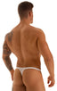 Quick Release Thong - Bravura Pouch in Super ThinSKINZ White, Front View; Quick Release Thong - Bravura Pouch in Super ThinSKINZ White, Rear View; Quick Release