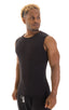 Sleeveless Lycra Muscle Tee in Super ThinSKINZ Black, Front View; Sleeveless Lycra Muscle Tee in Super ThinSKINZ Black, Rear View; Sleeveless Lycra Muscle Tee i