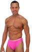 Swimsuit Cover Up Split Running Shorts in Hot Pink Stretch Mesh, Front View; Swimsuit Cover Up Split Running Shorts in Hot Pink Stretch Mesh, Rear View; Special