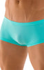 mens swimwear best seller square cut boxer style swimsuit in Aquamarine; Extreme Low Square Cut Swim Trunks in Aquamarine, Rear View; Extreme Low Square Cut Swi