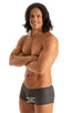 mens swimwear extreme low square cut swimsuit boxer trunks by skinz swimwear in Semi Sheer Shadow Peep Show; Extreme Low Square Cut Swim Trunks in Semi Sheer Sh
