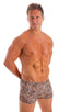 mens square cut swimsuit boxer trunks in by skinz swimwear Super ThinSKINZ Cheeta; Mens Square Cut Seamless Swim Trunks in Super ThinSKINZ Cheeta 2; Mens Square
