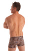 mens square cut swimsuit boxer trunks in by skinz swimwear Super ThinSKINZ Cheeta; Mens Square Cut Seamless Swim Trunks in Super ThinSKINZ Cheeta 2; Mens Square