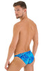 Stuffit Pouch Bikini Swimsuit in New World Blue, Rear View; Stuffit Pouch Bikini Swimsuit in New World Blue, Front View; Stuffit Pouch Bikini Swimsuit in New Wo