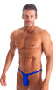 mens micro thong swimsuit  tanga skinz t back bathing suit in Imperial Blue; Mens Thong Swimsuit - Bravura Pouch in Imperial Blue 2; Mens Thong Swimsuit - Bravu