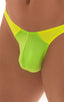 Color Blocked T Back Thong Swimsuit in ThinSKINZ Neon Lime and Chartreuse, Front View; Color Blocked T Back Thong Swimsuit in ThinSKINZ Neon Lime and Chartreuse