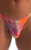 mens tan through swimsuit bikini brief in orange jungle man micro swimwear; Sunseeker2 Tanning Swimsuit in Tan Through Orange Jungle, Rear View; Sunseeker2 Tann
