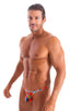mens micro g string sexy swimsuit bikini in best seller skinz swimwear in Semi Sheer Hibiscus Print on Mesh; Stuffit Pouch G String Swimsuit in Semi Sheer Hibis