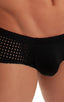 Pouch Enhanced Micro Square Cut Swim Trunks in Black and Semi Sheer Black Peep Show 1; Pouch Enhanced Micro Square Cut Swim Trunks in Black and Semi Sheer Black