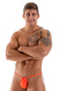 G String Swimsuit - Adjustable Pouch in Blazing Orange, Front View; G String Swimsuit - Adjustable Pouch in Blazing Orange, Rear View; G String Swimsuit - Adjus