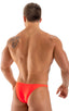 mens seamless skimpy bikini swimsuit half back skinz swimwear in Blazing Orange; Bodybuilder Posing Suit - Narrow Back in Blazing Orange, Rear View; Bodybuilder