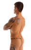 mens micro g string thong swimsuit bikini in skinz swimwear in sheer Wild Tiger; G String Swimsuit - Adjustable Pouch in Super ThinSKINZ Wild Tiger 2; G String 
