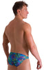 Bikini Brief Swimsuit in Tan Through Neon Ferns, Front View; Bikini Brief Swimsuit in Tan Through Neon Ferns, Rear View; Bikini Brief Swimsuit in Tan Through Ne