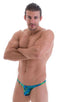 Stuffit Pouch Bikini Swimsuit in Tan Through Rainforest, Front View; Stuffit Pouch Bikini Swimsuit in Tan Through Rainforest, Rear View; Stuffit Pouch Bikini Sw