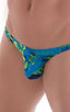 Stuffit Pouch Bikini Swimsuit in Tan Through Rainforest, Front View; Stuffit Pouch Bikini Swimsuit in Tan Through Rainforest, Rear View; Stuffit Pouch Bikini Sw