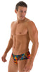 Pouch Brief Swimsuit in Tan Through Rave-Up, Front View; Pouch Brief Swimsuit in RaveUp Tan Through, Rear View; Pouch Brief Swimsuit in RaveUp Tan Through, Fron