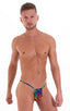 mens sexy g string swimsuit micro thong skinz swimwear in Tan Through Technicolor, Front View; Roman G String Swim Thong in Tan Through Technicolor, Rear View; 