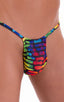 mens sexy g string swimsuit micro thong skinz swimwear in Tan Through Technicolor, Front View; Roman G String Swim Thong in Tan Through Technicolor, Rear View; 