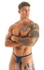mens micro thong swimsuit  tanga skinz t back bathing suit in Semi Sheer Shadow Peep Show ; Mens Thong Swimsuit - Bravura Pouch in Semi Sheer Shadow Peep Show 2