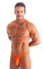 mens micro thong swimsuit  tanga skinz t back bathing suit in Blazing Orange; Mens Thong Swimsuit - Bravura Pouch in Blazing Orange 2; Mens Thong Swimsuit - Bra