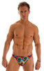 Bikini-Brief Swimsuit in Classic Tie Dye, Front View; Bikini-Brief Swimsuit in Classic Tie Dye, Rear View; Bikini-Brief Swimsuit in Classic Tie Dye, Front Alter