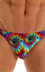 Bikini-Brief Swimsuit in Classic Tie Dye, Front View; Bikini-Brief Swimsuit in Classic Tie Dye, Rear View; Bikini-Brief Swimsuit in Classic Tie Dye, Front Alter