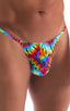 mens smooth large pouch t back thong swimsuit sexy swimwear bikini in Classic Tie Dye; Smooth Pouch Skinny Sides Swim Thong in Classic Tie Dye, Rear View; Smoot
