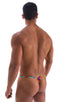 mens smooth large pouch t back thong swimsuit sexy swimwear bikini in Classic Tie Dye; Smooth Pouch Skinny Sides Swim Thong in Classic Tie Dye, Rear View; Smoot