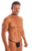 mens micro g string thong swimsuit bikini in Black; G String Swimsuit - Adjustable Pouch in Black tricot-nylon-lycra, Rear View; Mens Micro Adjustable G String 