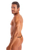 mens micro g string thong swimsuit bikini in Black; G String Swimsuit - Adjustable Pouch in Black tricot-nylon-lycra, Rear View; Mens Micro Adjustable G String 