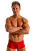 M61 - Mens Low Square Cut Swim Trunks - Solid Sheer Semi Sheer