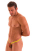 mens sexy g string micro swimsuit in sheer neon dali mesh skinz swimwear; G String Swimsuit - Adjustable Pouch in Semi Sheer Neon Dali Mesh, Rear View; G String