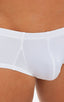 Pouch Enhanced Micro Square Cut Swim Trunks in White and PowerNet White, Front View; Pouch Enhanced Micro Square Cut Swim Trunks in White and PowerNet White, Re