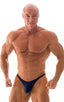 mens posing suit with fitted pouch and fitted puckered butt bodybuilder bikini in navy dark blue; Fitted Pouch - Puckered Back - Posing Suit in Navy Dark Blue, 