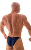 mens posing suit with fitted pouch and fitted puckered butt bodybuilder bikini in navy dark blue; Fitted Pouch - Puckered Back - Posing Suit in Navy Dark Blue, 