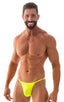 mens smooth pouch string side t back thong sexy swimsuit bikini in Chartreuse; Smooth Pouch Skinny Sides Swim Thong in Chartreuse, Rear View; Smooth Pouch Skinn