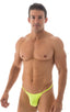 Y Back G String Swim Thong in ThinSkinz Chartreuse, Front View; Y Back G String Swim Thong in ThinSkinz Chartreuse, Rear View; Special Order Notice; Y Back G St